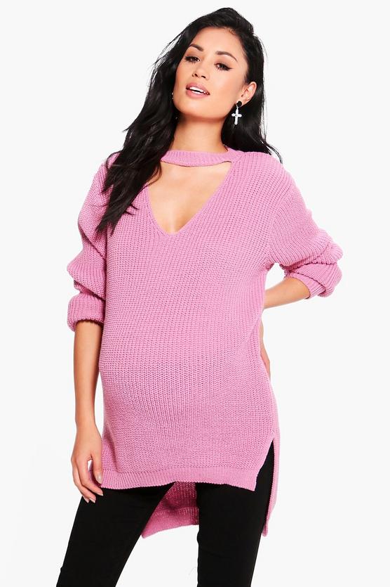 Maternity Clio Choker Knitted Jumper